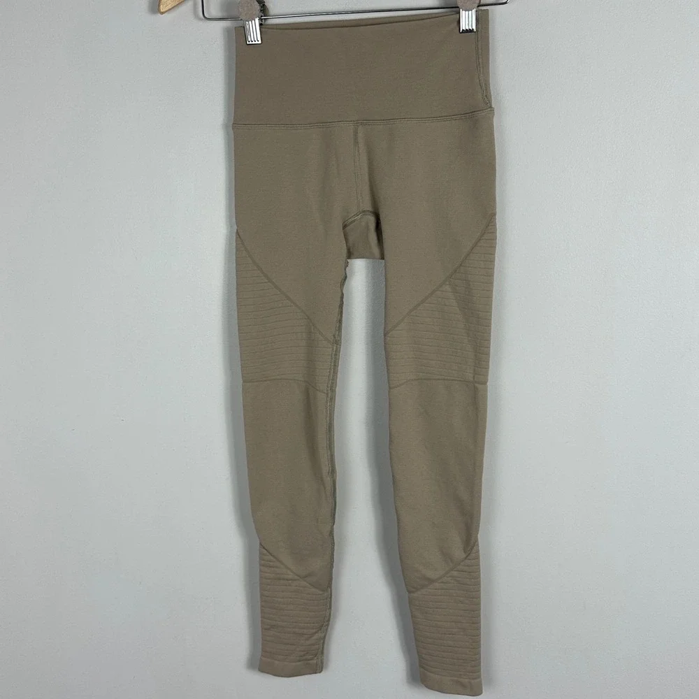 Alphalete Revival Moto Style Leggings Beige Compression Womens Sz Small Athletic - Picture 2 of 14